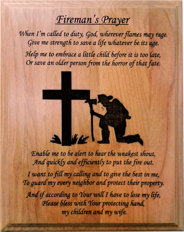 firemans prayer plaque