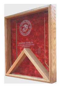Engraved Marine Combination Flag and Display Case