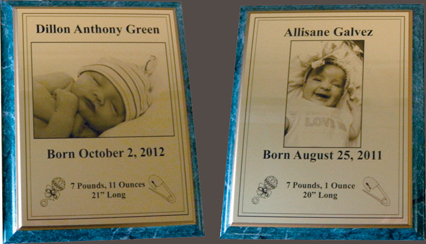 engraved baby plaque
