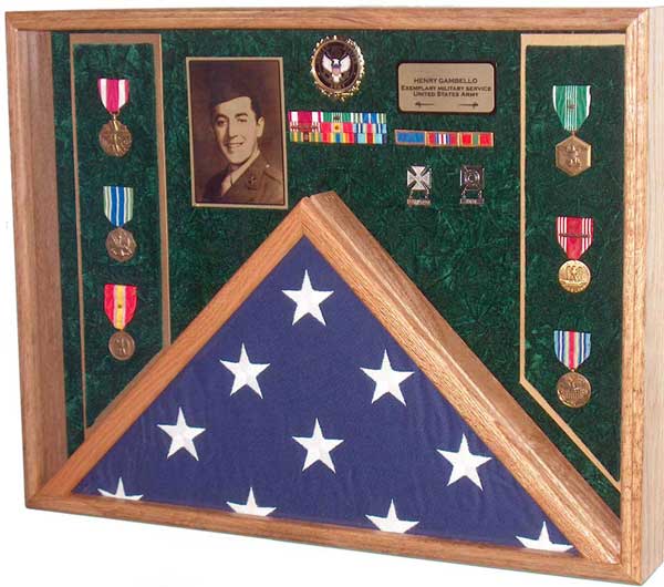 Army Combination Flag and Medals Case 