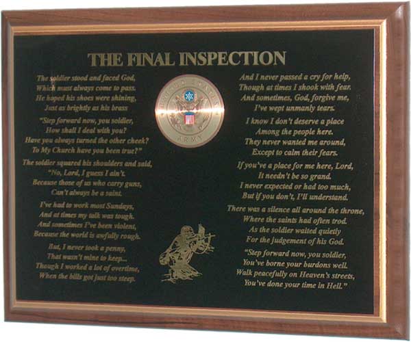 final inspection plaque