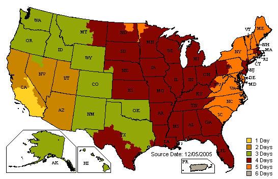 US Time in Transit Map